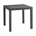 Table de jardin carr¨¦e en plastique pour ext¨¦rieur, effet rotin, 4 places