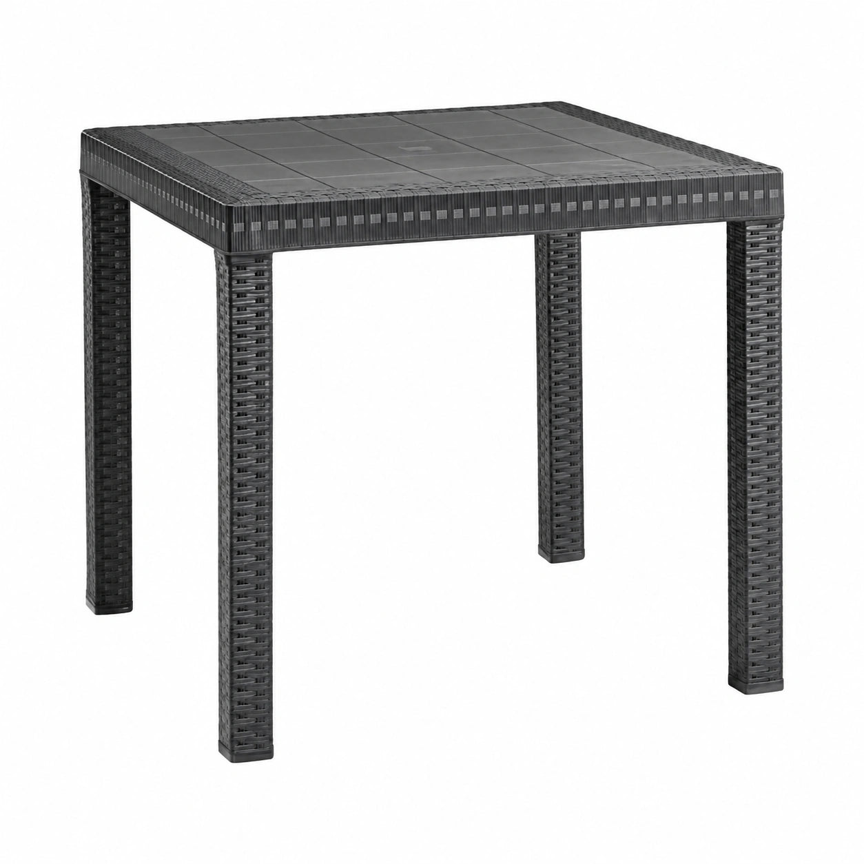 Table de jardin carr¨¦e en plastique pour ext¨¦rieur, effet rotin, 4 places