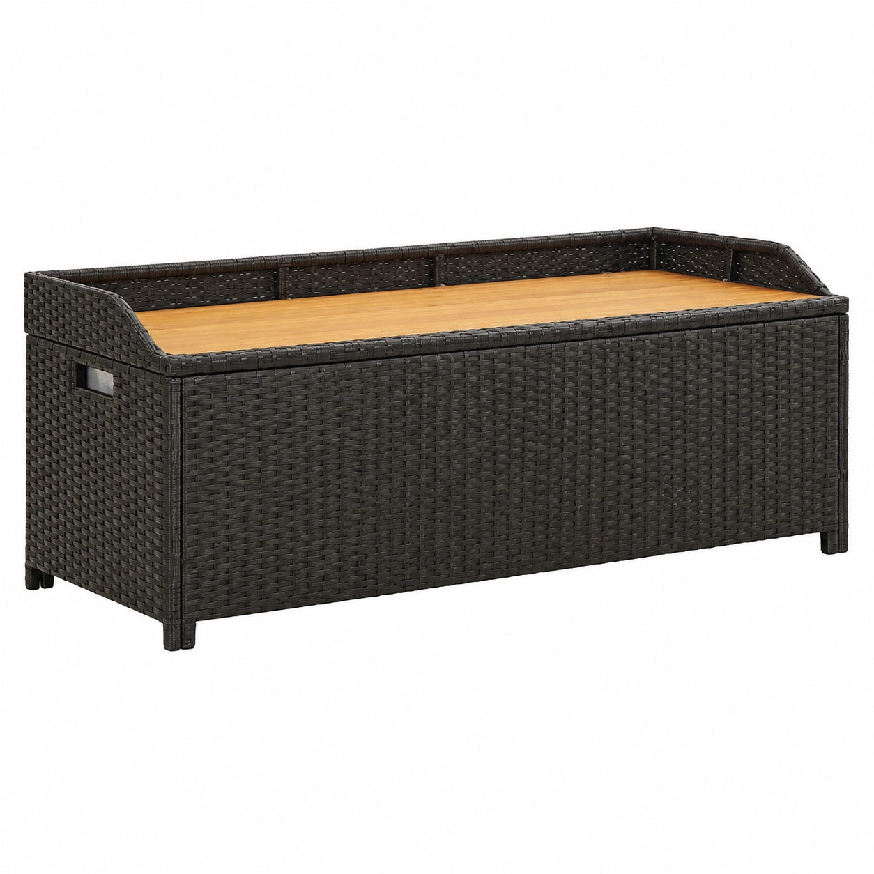 Banc de Rangement Ext¨¦rieur en R¨¦sine Tress¨¦e Noir 120 cm