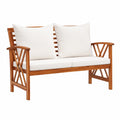 Banc de jardin en bois d'acacia avec coussins pour ext¨¦rieur, 119 cm