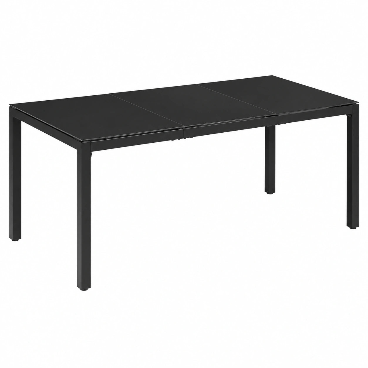 Grande table de jardin pour 8 personnes, plateau en verre et cadre en aluminium