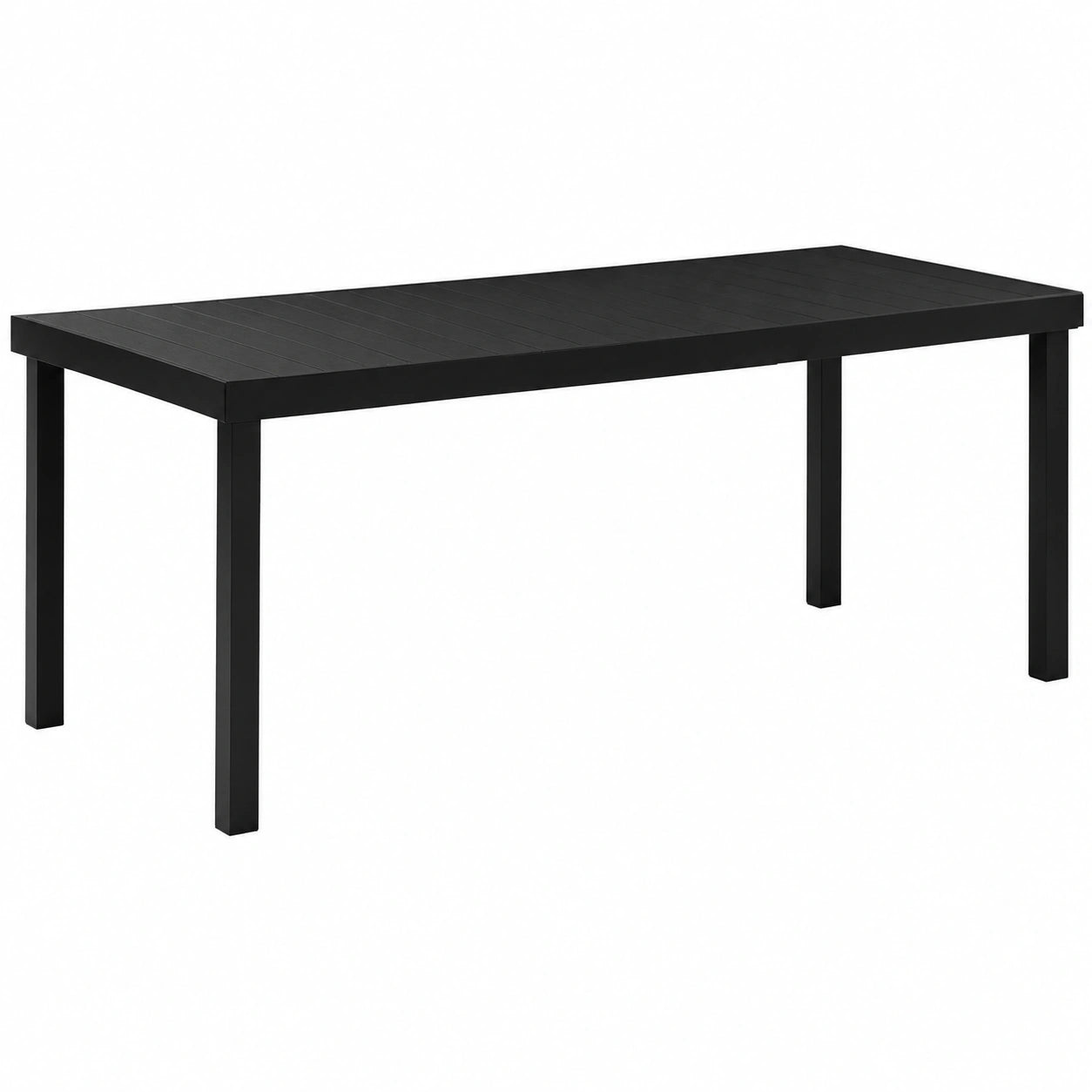Grande table de jardin ext¨¦rieure pour 8 personnes, aluminium noir, 190 x 90 x 74 cm