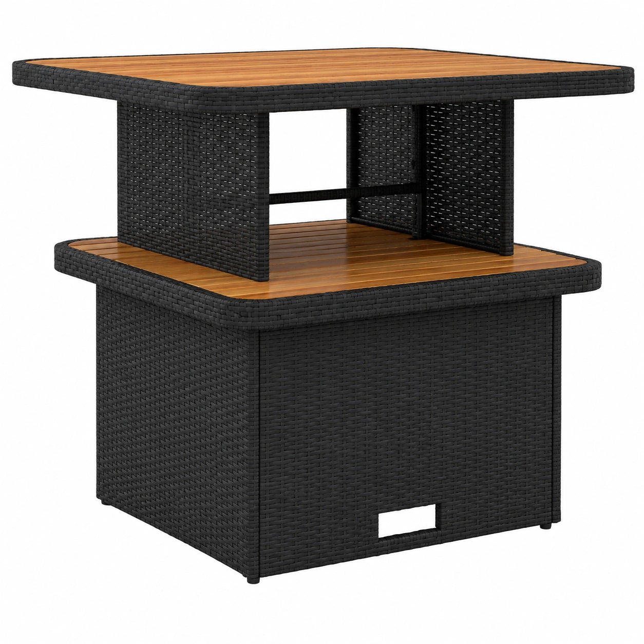 Table de Jardin Relevable Noire en R¨¦sine et Bois 80x80x71 cm