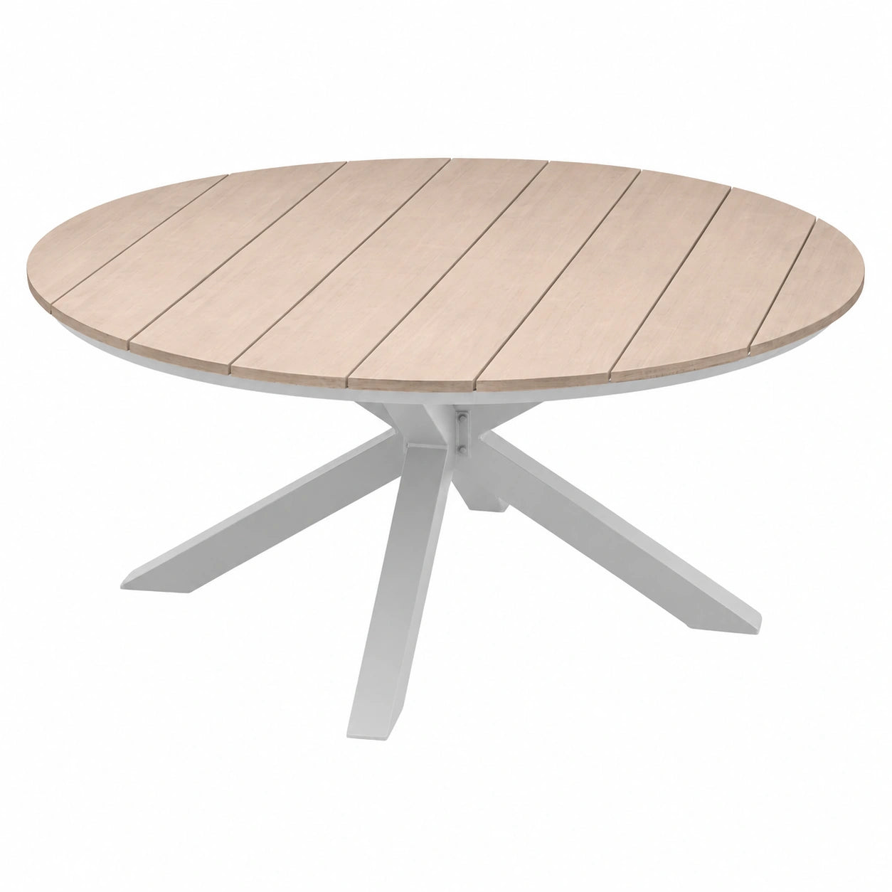 Grande Table de Jardin Ronde pour 8 Personnes en Aluminium et Acacia