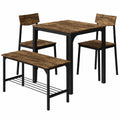 Table ¨¤ manger carr¨¦e 70x70 cm avec 4 chaises, noir et ch¨ºne rustique, pour int¨¦rieur et ext¨¦rieur couvert