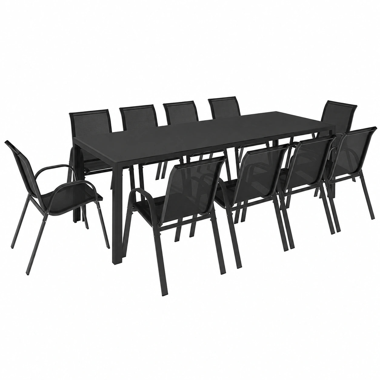 Ensemble de Jardin avec Table XL et Chaises Empilables Noires