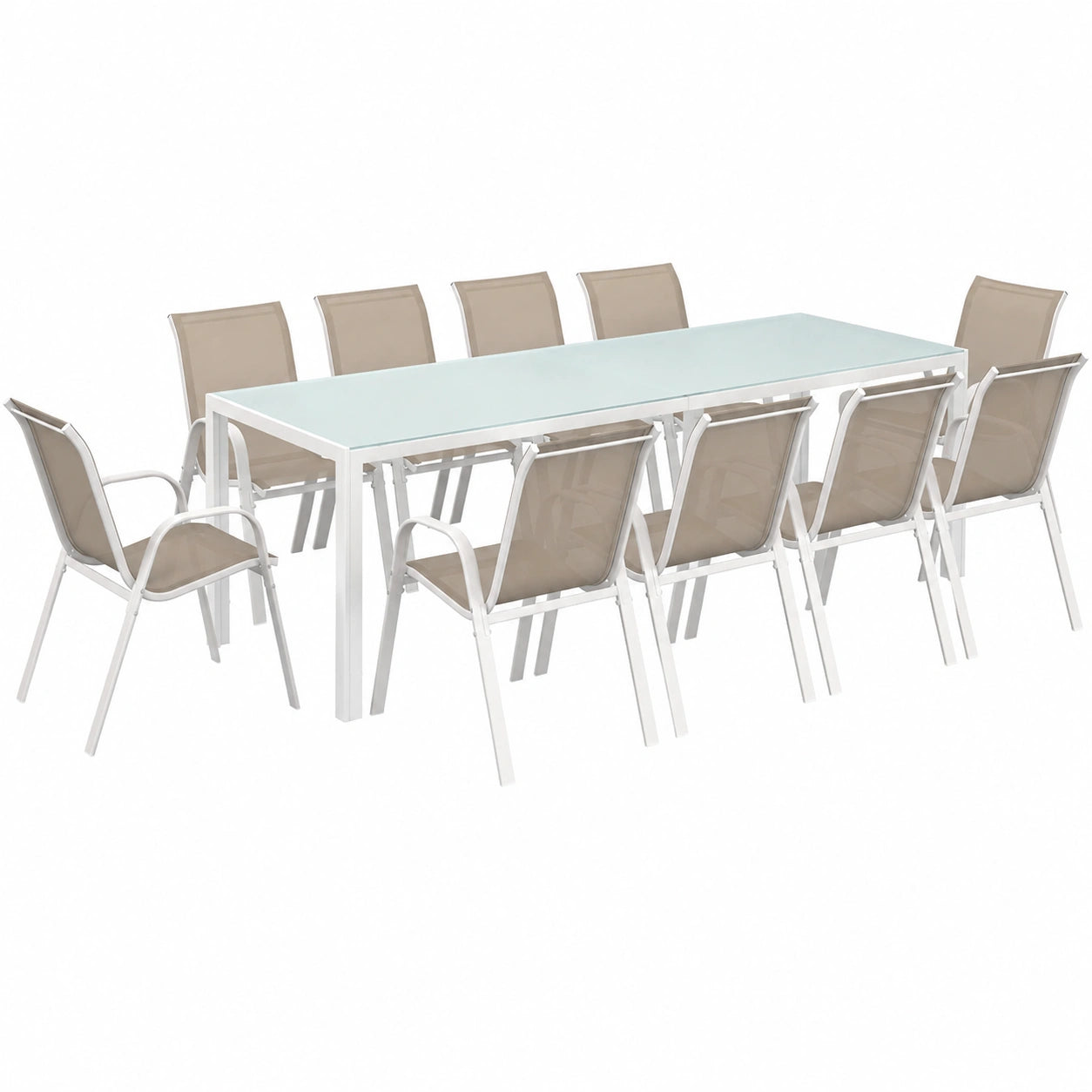 Ensemble de Jardin avec Grande Table et Chaises Empilables