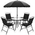Ensemble de Mobilier de Jardin 6 Pi¨¨ces pour 4 Personnes avec Parasol