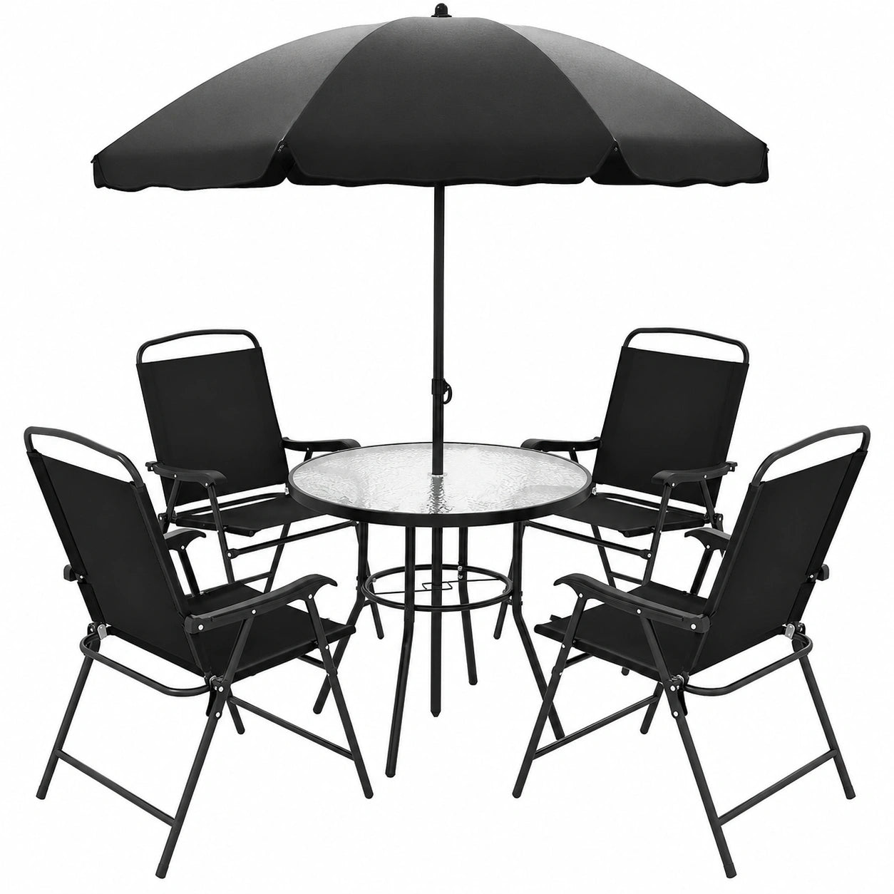 Ensemble de Mobilier de Jardin 6 Pi¨¨ces pour 4 Personnes avec Parasol
