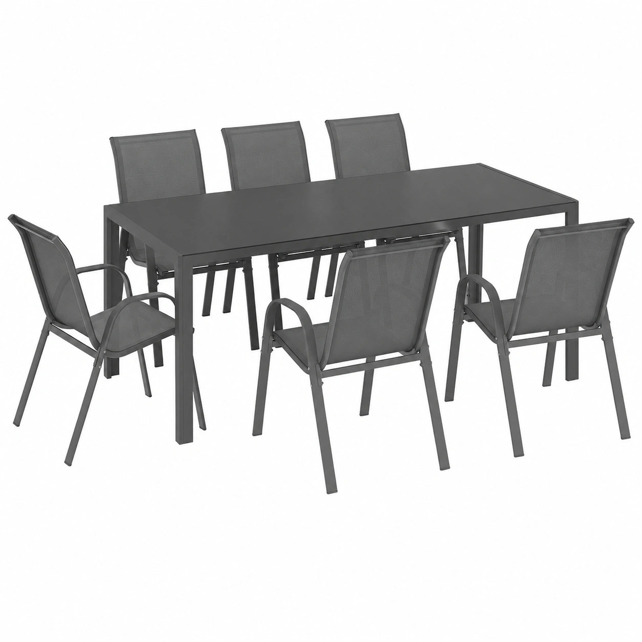 Ensemble de Jardin avec Grande Table et Chaises Empilables