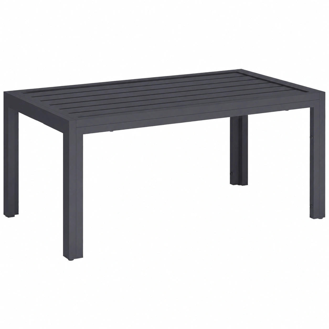 Table basse de jardin rectangulaire en acier avec plateau ¨¤ lattes pour ext¨¦rieur