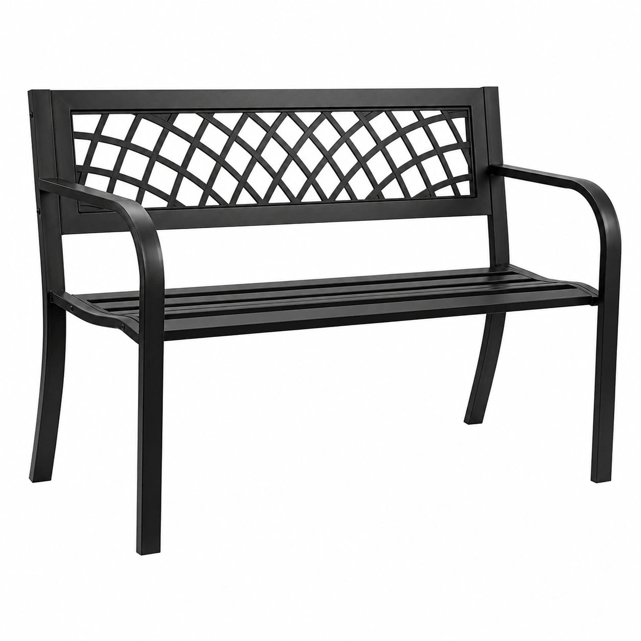Banc de jardin en m¨¦tal noir r¨¦sistant aux intemp¨¦ries
