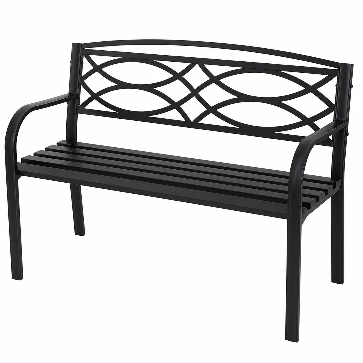 Banc de Jardin en M¨¦tal pour Ext¨¦rieur, Dossier Inclinable, Charge 300 kg, 2 Places, Motif G¨¦om¨¦trique