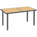 Table de Jardin Rectangulaire pour 6 Personnes, Plateau Effet Bois, Structure Acier