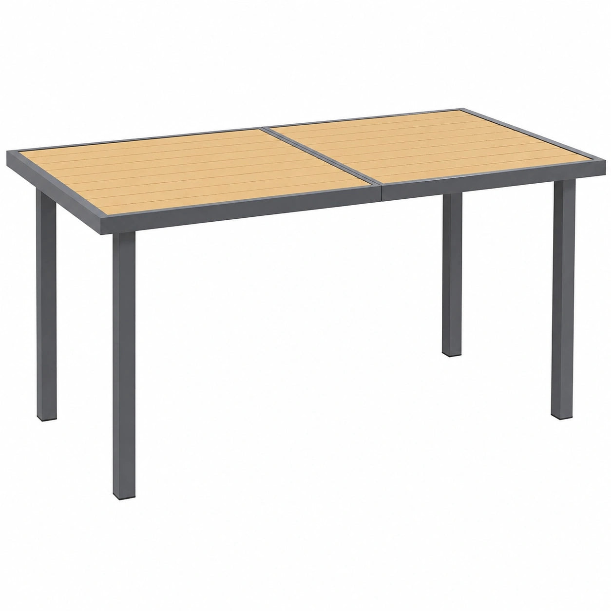 Table de Jardin Rectangulaire pour 6 Personnes, Plateau Effet Bois, Structure Acier