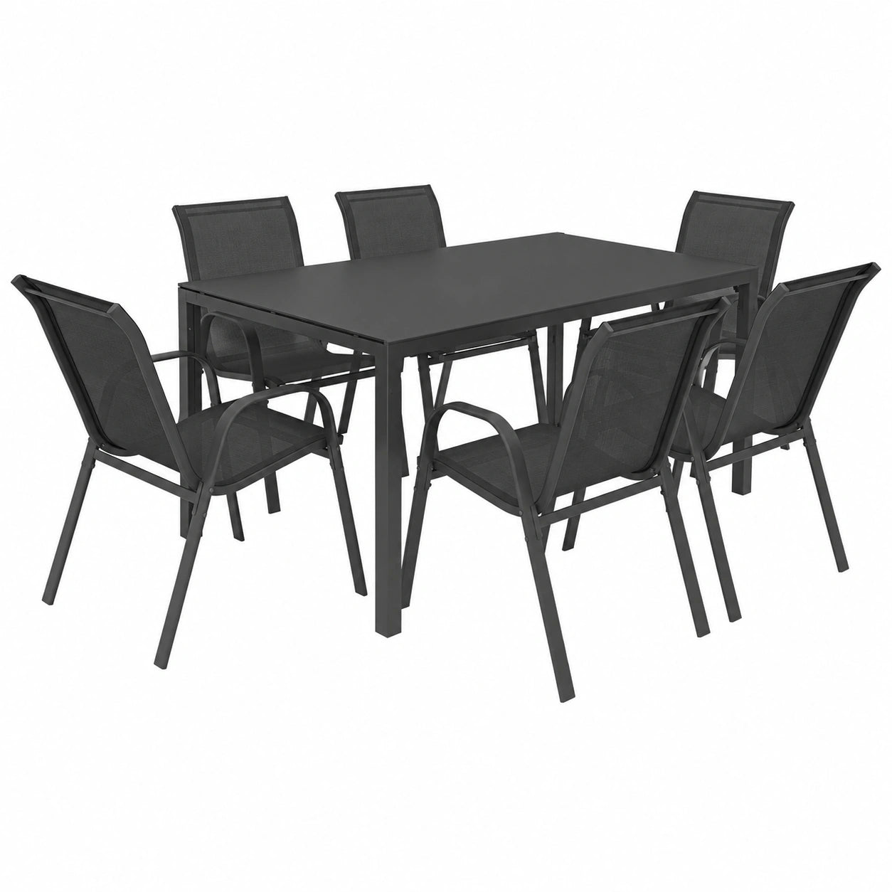Salon de Jardin Carr¨¦ 130 CM avec 8 chaises Empilables
