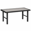Table basse de jardin rectangulaire en m¨¦tal avec effet bois pour int¨¦rieur et ext¨¦rieur, 100 x 52 x 46 cm