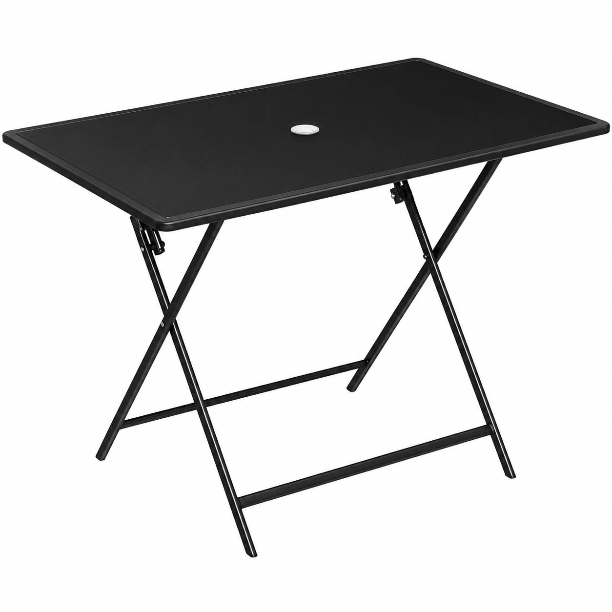 Table de Jardin Pliante pour 6 Personnes avec Plateau en Verre tremp¨¦