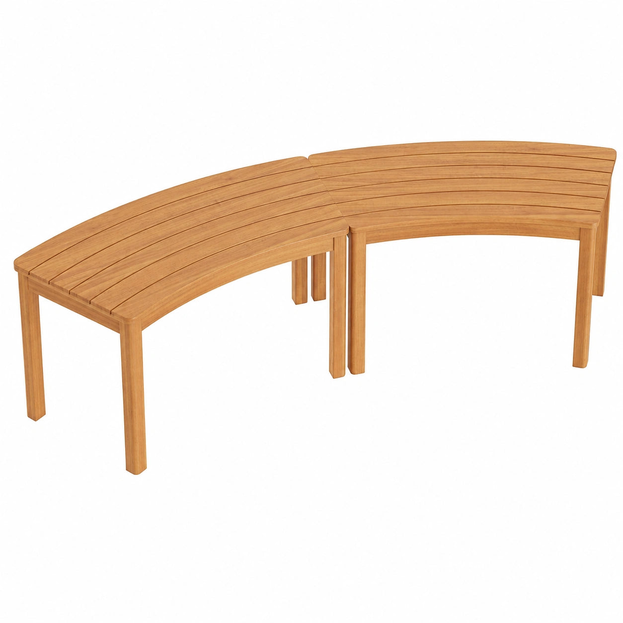 Lot de 2 bancs de jardin en bois d'acacia sans dossier, capacit¨¦ 360 kg