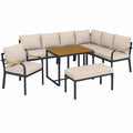 Ensemble de Salon de Jardin Modulable avec Canap¨¦, Pouf et Table en WPC