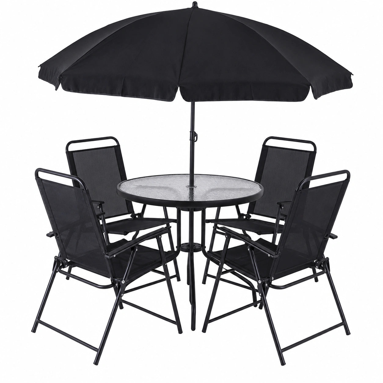 Ensemble de Salon de Jardin pour Balcon, 4 Personnes, avec Parasol