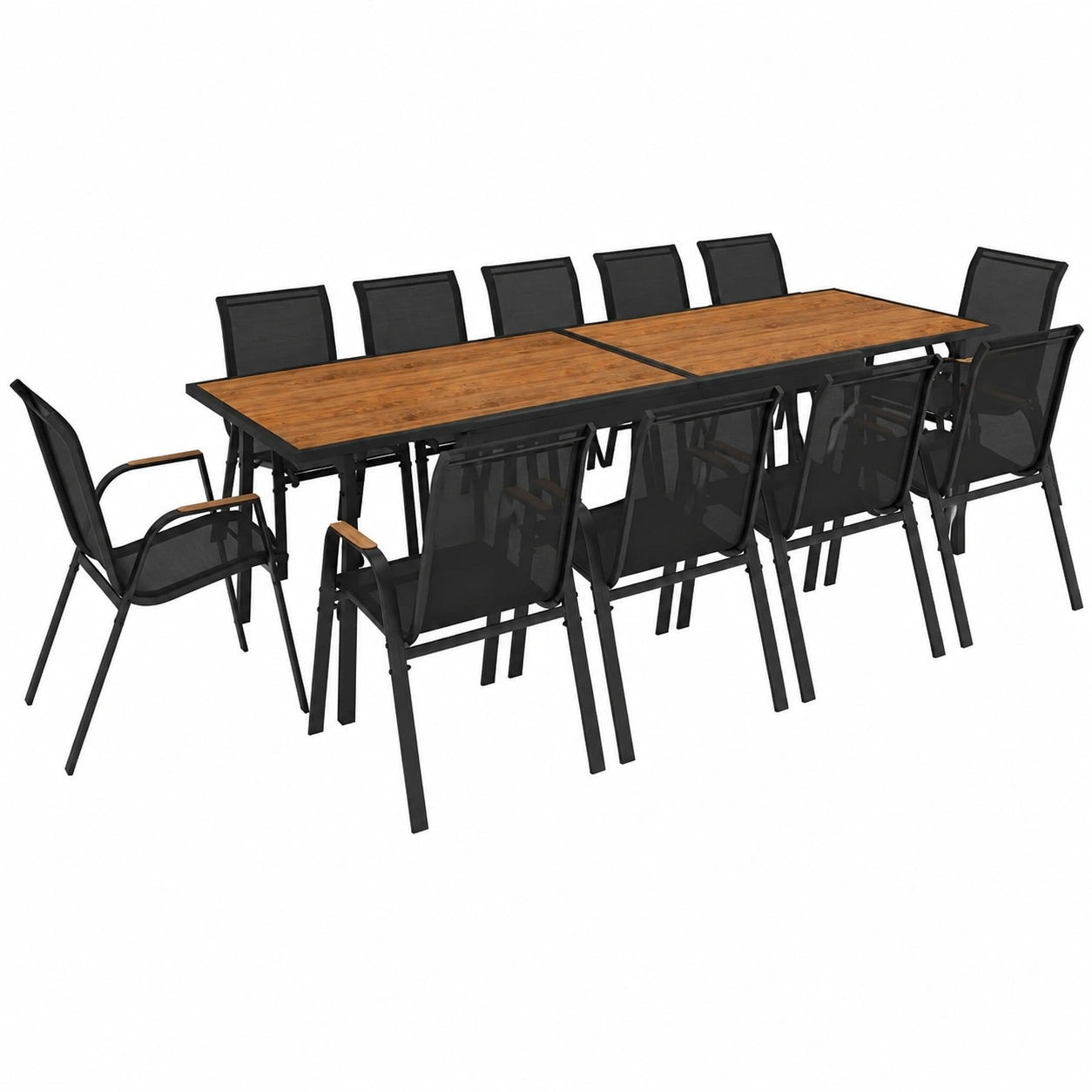 Ensemble de Jardin avec Table Extensible et Chaises Empilables