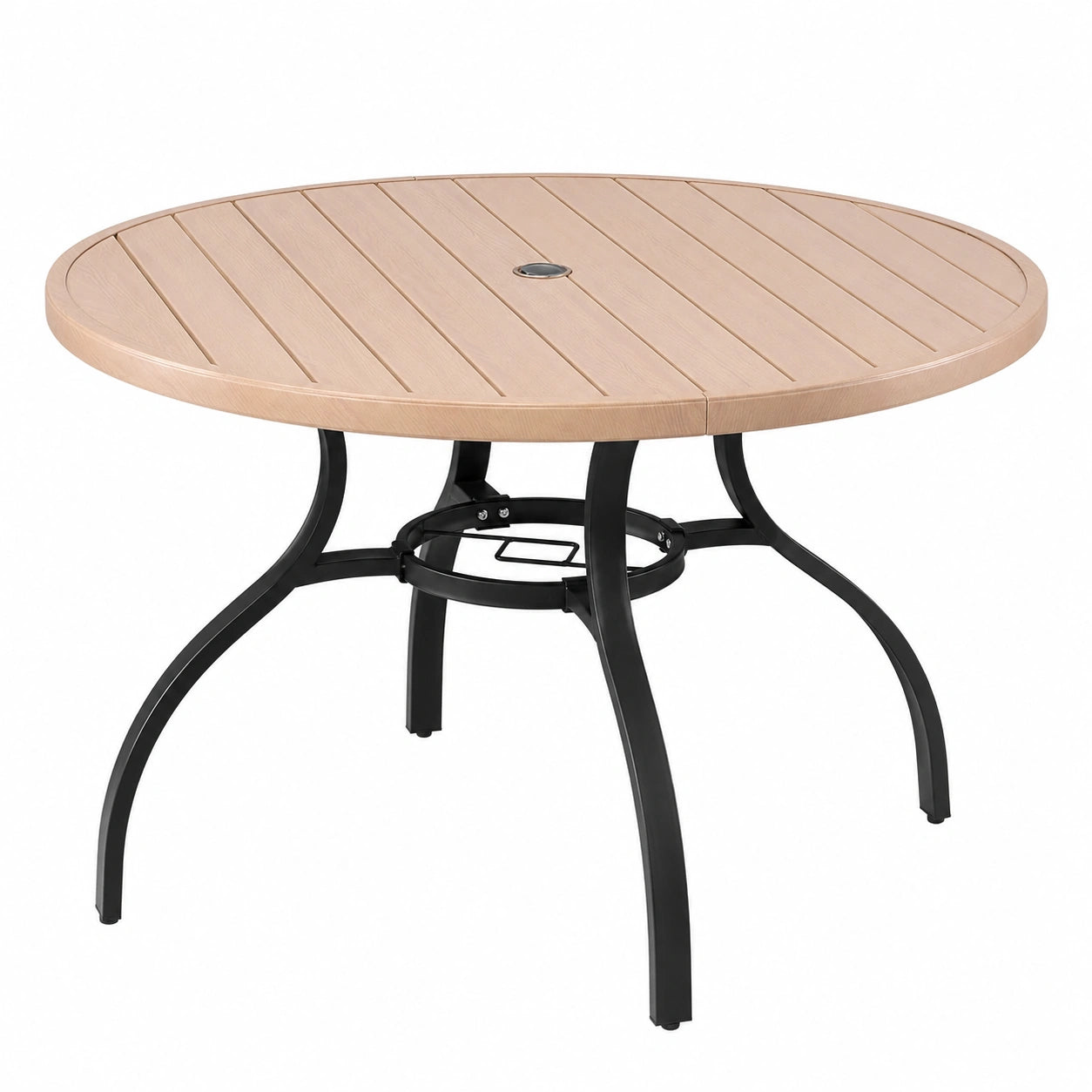 Table de Jardin Ronde en Acier avec Trou pour Parasol