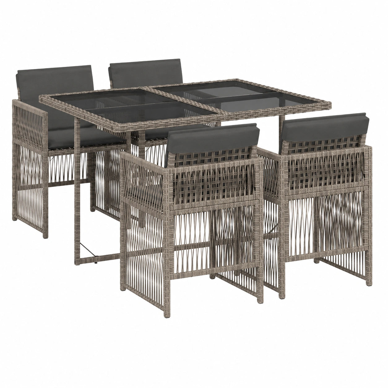Ensemble de salle ¨¤ manger d'ext¨¦rieur avec coussins, table et chaises pliantes