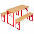 Table de Pique-Nique Enfant Pliable avec Bancs Int¨¦gr¨¦s, Salon de Jardin en Bois pour Enfants de 3 ¨¤ 8 Ans