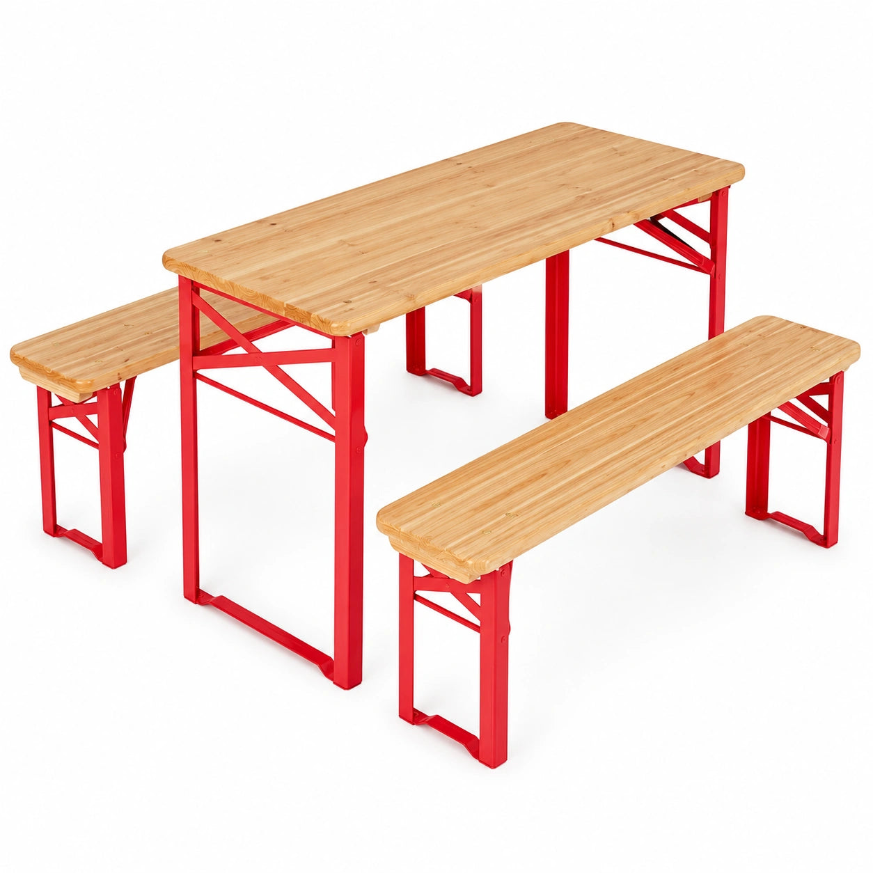 Table de Pique-Nique Enfant Pliable avec Bancs Int¨¦gr¨¦s, Salon de Jardin en Bois pour Enfants de 3 ¨¤ 8 Ans