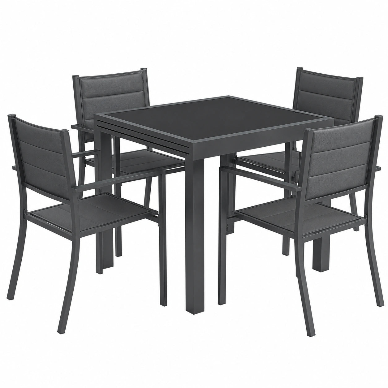 Ensemble de jardin ext¨¦rieur avec table extensible et chaises empilables pour 4 personnes