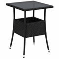 Table de Jardin en Rotin R¨¦sistant aux Intemp¨¦ries avec Plateau en Verre - 60x60 cm - Id¨¦ale pour Balcon et Terrasse - Noire