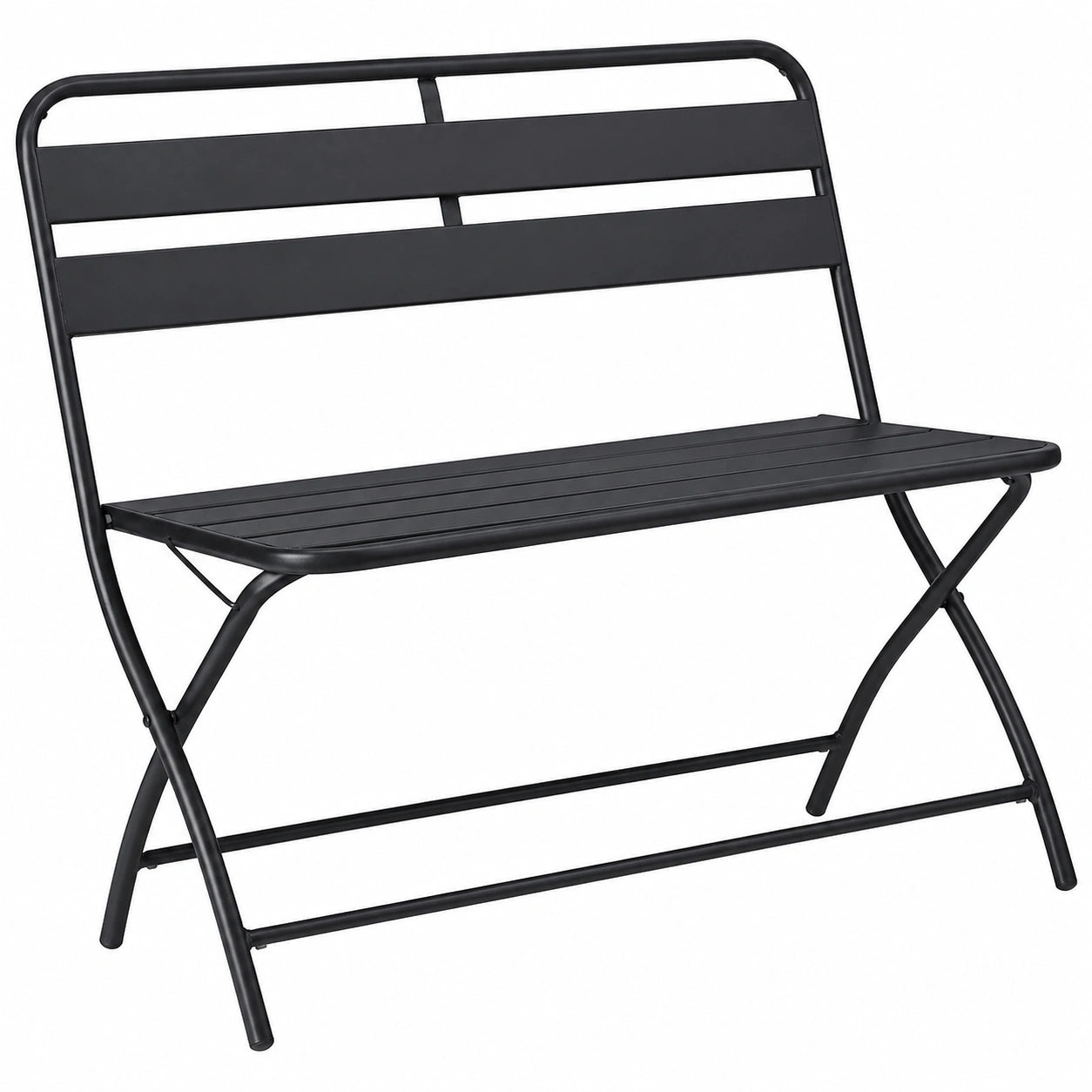 Banc de jardin pliable en acier pour balcon, r¨¦sistant aux intemp¨¦ries, 2 places, gris