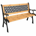 Banc de jardin en bois laqu¨¦ avec pieds en fonte, r¨¦sistant aux intemp¨¦ries