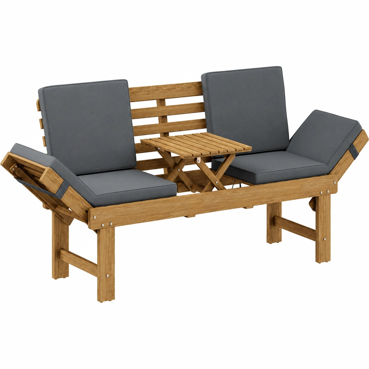 Banc de jardin pliable 3 places en bois r¨¦sistant aux intemp¨¦ries