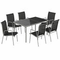 Ensemble de Jardin 6 Personnes avec Chaises Empilables et Table en Verre
