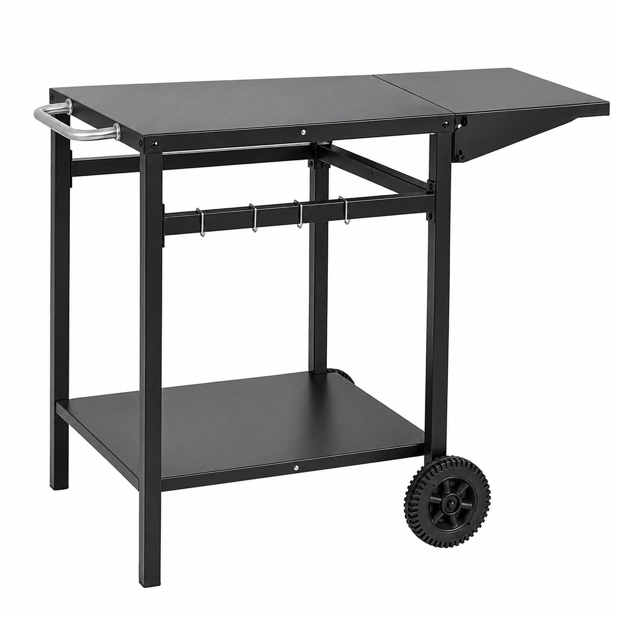 Chariot ext¨¦rieur pliant pour barbecue avec ¨¦tag¨¨res et crochets