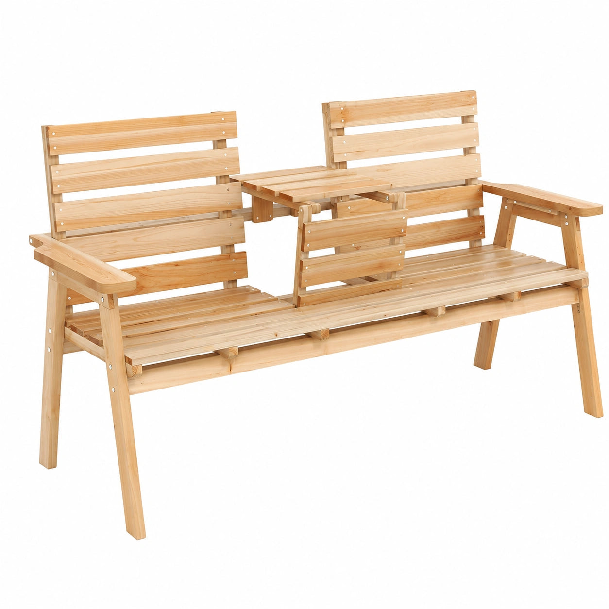 Banc de Jardin en Bois avec Table Pliable pour Ext¨¦rieur
