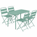 Ensemble de Jardin 5 Pi¨¨ces pour 4 Personnes, Table ¨¤ Lattes et Chaises Pliantes, Cadre R¨¦sistant aux Intemp¨¦ries