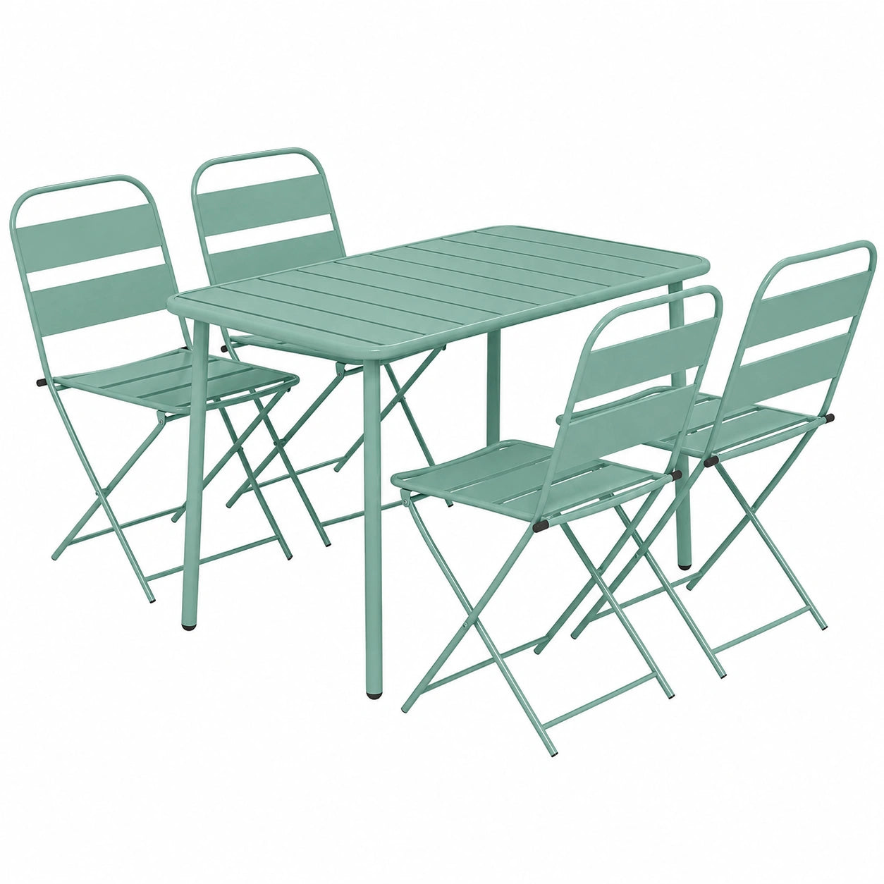 Ensemble de Jardin 5 Pi¨¨ces pour 4 Personnes, Table ¨¤ Lattes et Chaises Pliantes, Cadre R¨¦sistant aux Intemp¨¦ries