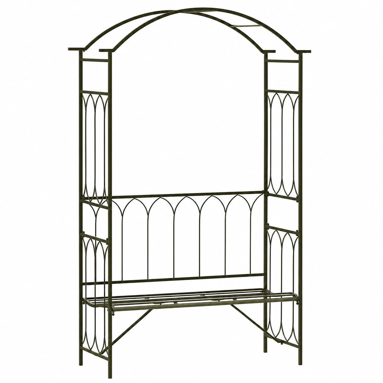 Arche de jardin avec banc pour plantes grimpantes, terrasse et cour