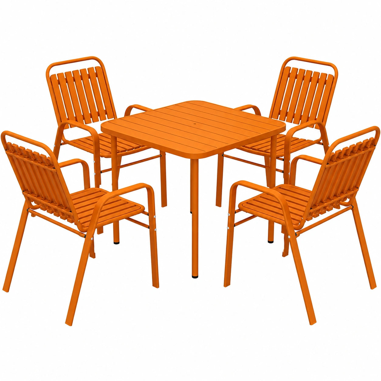 Ensemble de Jardin Ext¨¦rieur 5 Pi¨¨ces avec Table et Chaises Empilables